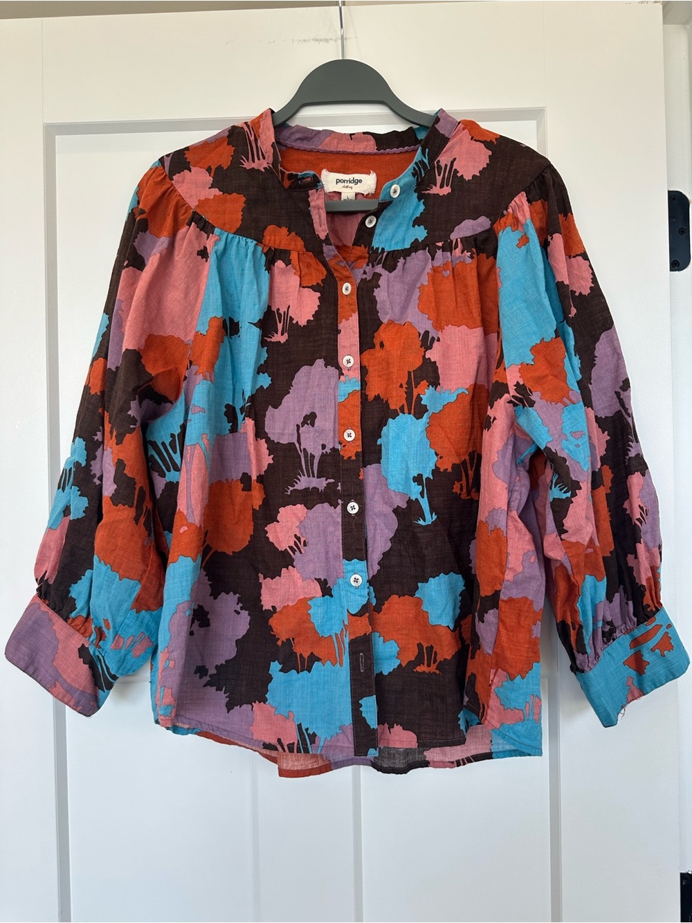 Porridge Multicolor Floral Button-Front Blouse - Red/Blue/Pink